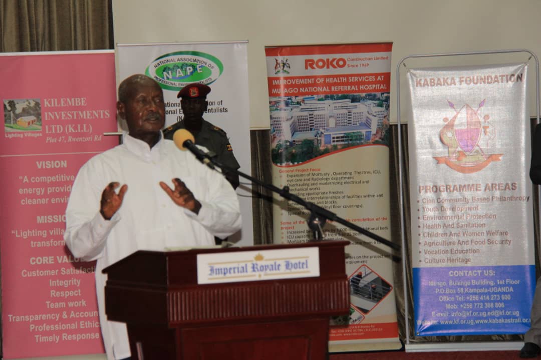 President Museveni speaking at the award giving ceremony