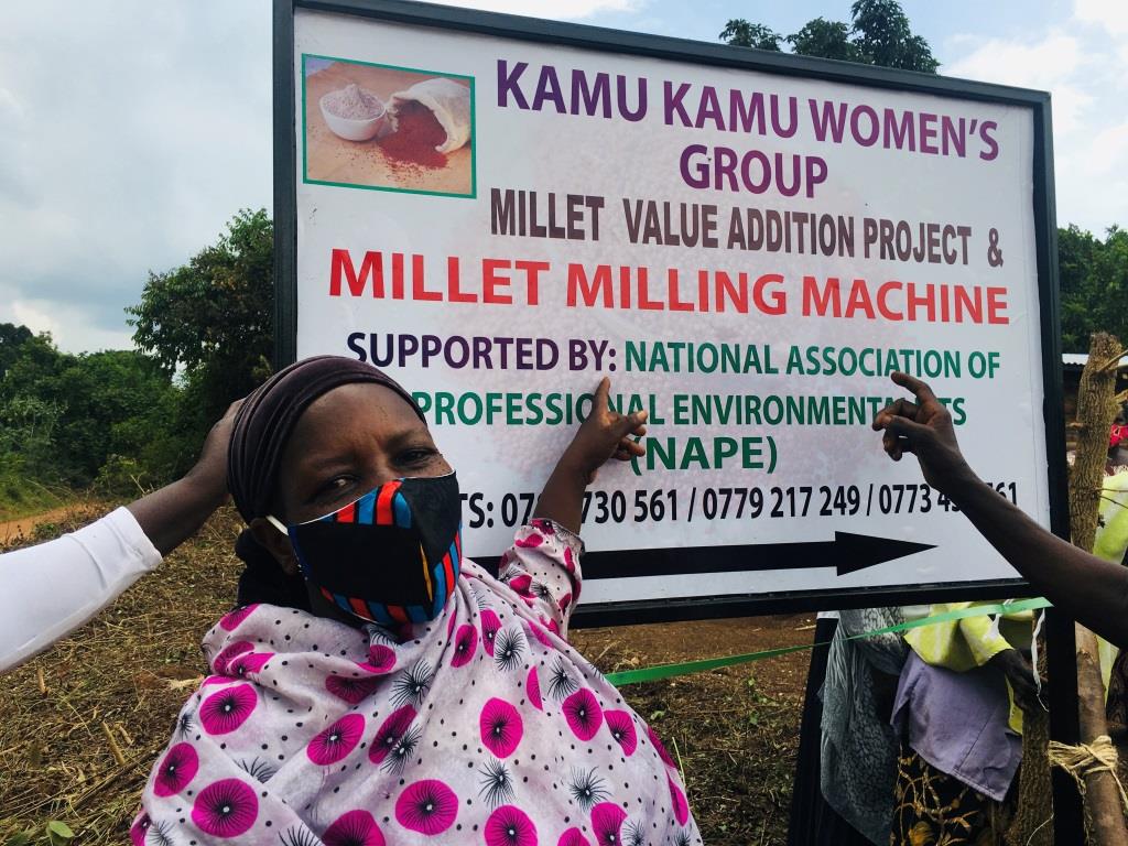 NAPE SUPPORTS WOMEN WITH A MILLET GRINDING MACHINE TO IMPROVE THEIR HOUSEHOLD INCOME