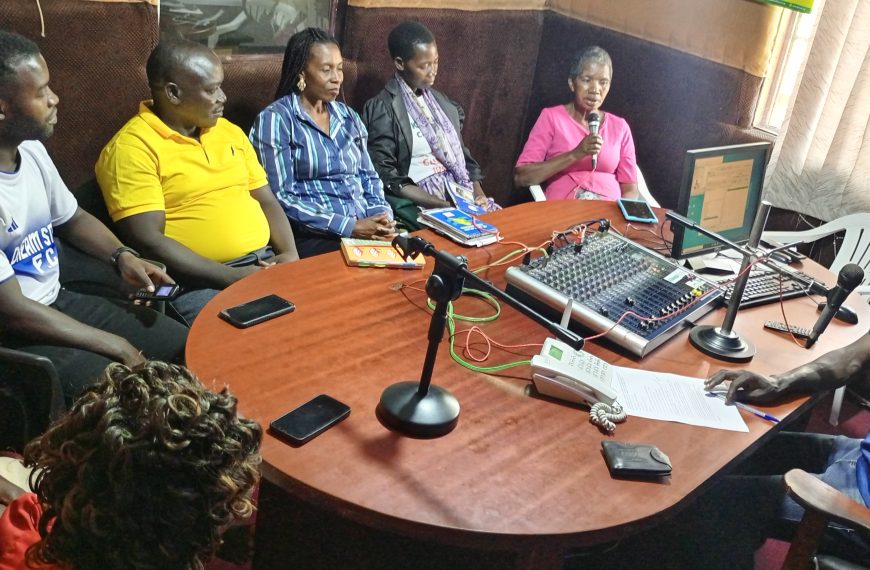 Community members in studios of Community Green Radio during a talk show recently.