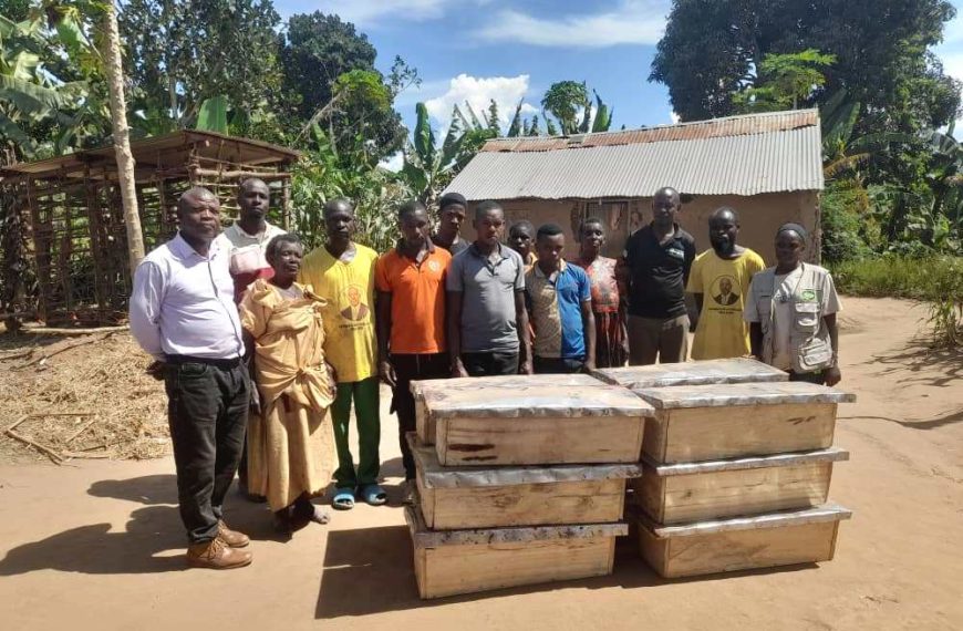 Resident of Lwengoma with NAPE Officer in charge of Forests and Biodiversity David Kureba